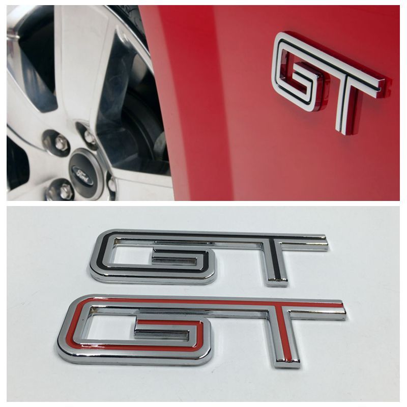 2pcsset Gt Emblem For Ford Mustang 2005 2006 2007 2008 2009 Car Fender Side Badge Logo Sticker - 