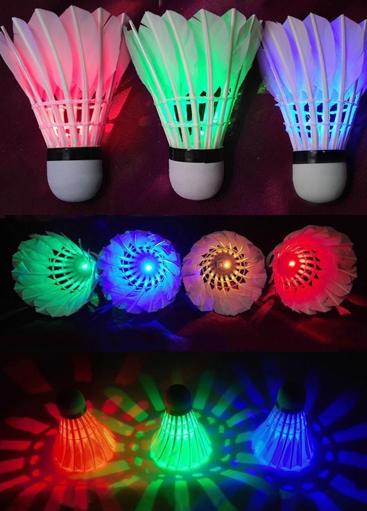 dark night colorful glowing led badminton shuttlecock birdies