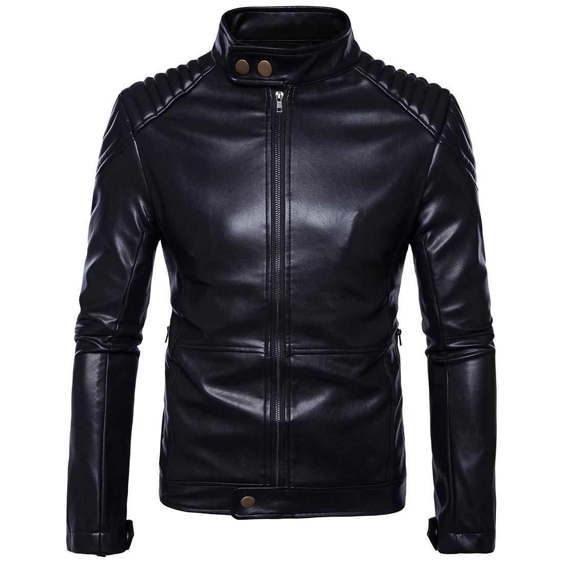 Faux Men Leather Jackets Plus Size Stand Collar Wild Male Autumn Washed Jacket For Casual Cool Motorcycle Overcoats J170701