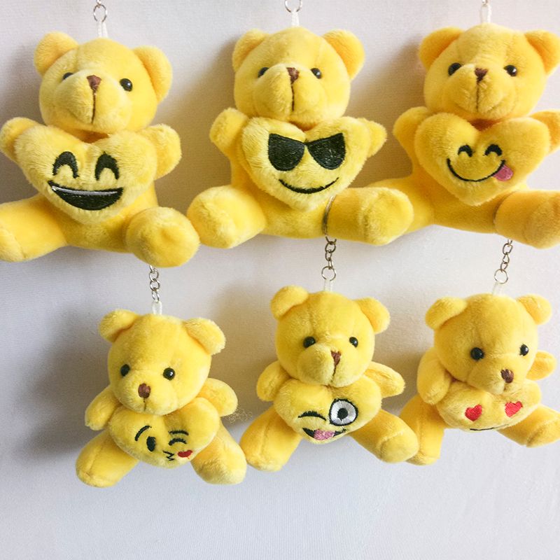 9cm yellow emoji bear cartoon stuffed toy plush toy pendant bag