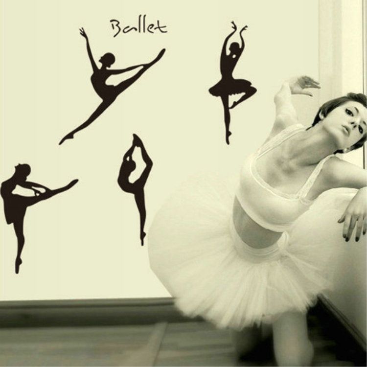 2 Styles Diy Pink Girls Dancing Ballet Wall Sticker Black Dance Ballet Wall Sticker Decals For Home Decor Kids Room Wall Art Wall Stickers Wall Art