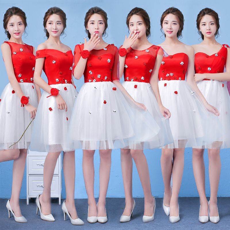 Red and White Bridesmaid Dresses