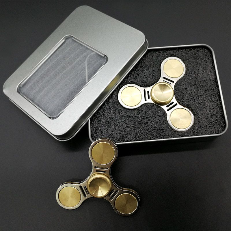 High End Brass Tri Spinner Fidget Spinner Brass SUS EDC Anti Stress 3min Spinning Metal Spinners