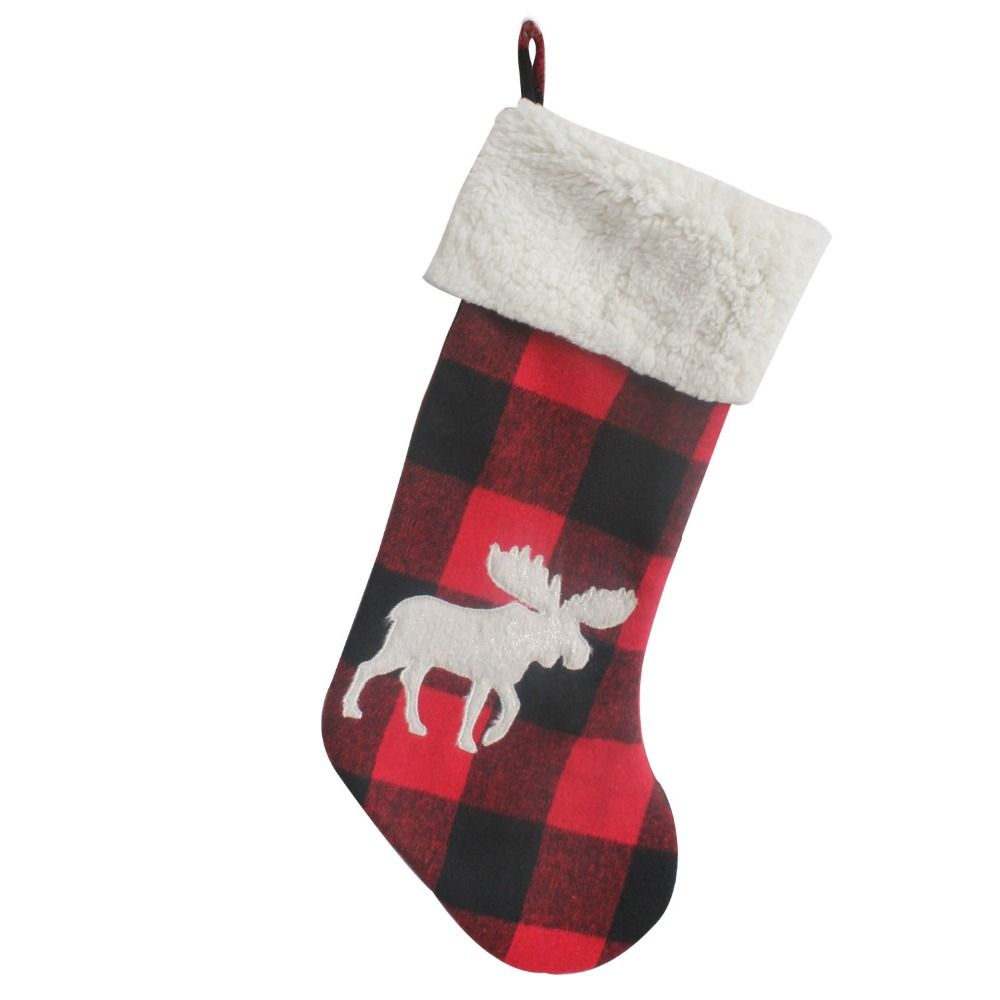 stocking decoration buffalo check with 3d applique short plush cute moose christmas stocking christmas socks christmas party decoration christmas party - Buffalo Christmas Decorations stocking decoration buffalo check with 3d applique short plush cute moose christmas stocking christmas socks christmas party decoration christmas party - Buffalo Christmas Decorations
