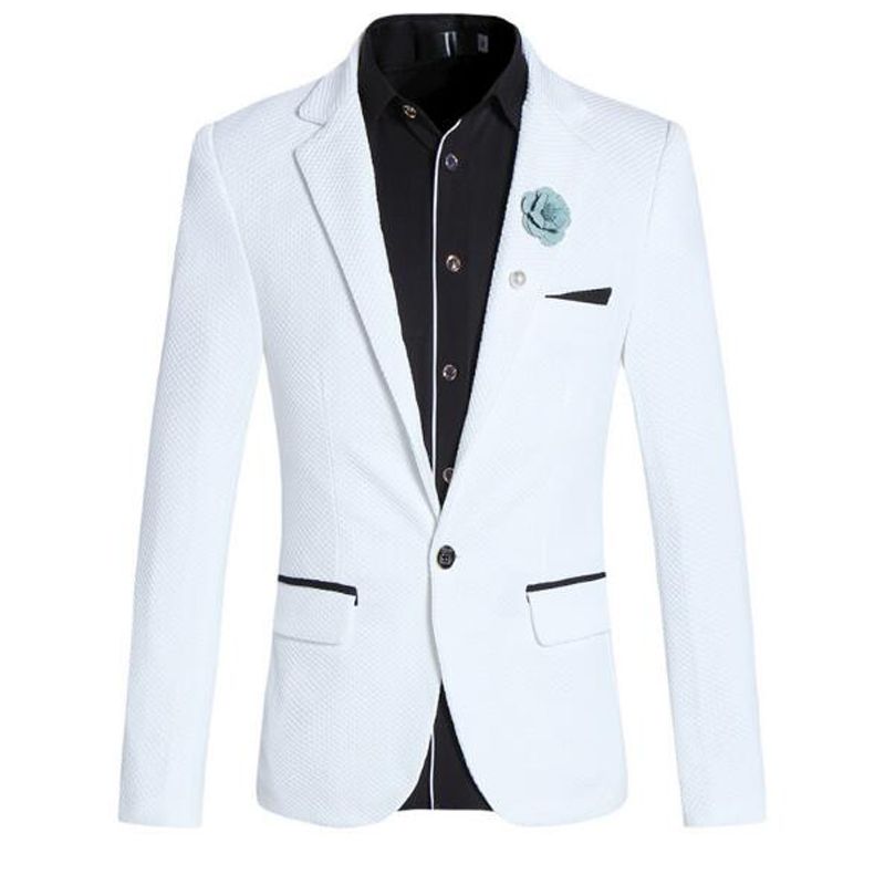 2021 White Blazer For Men One Button Closure Slim Fit Men Blazers Plus ...