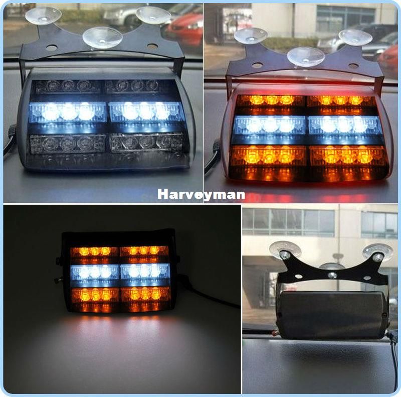 3LED X6 18 LED Strobe Lights With Suction Cups Car Fireman Flashing