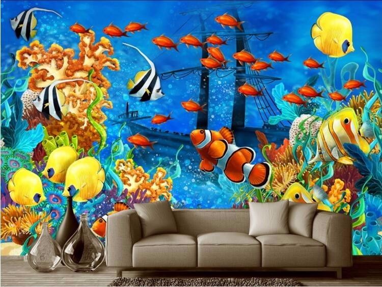 Ocean Wall Mural custom mural modern ocean world tropical fish photo 3d wall murals Ocean Wall Mural custom mural modern ocean world tropical fish photo 3d wall murals