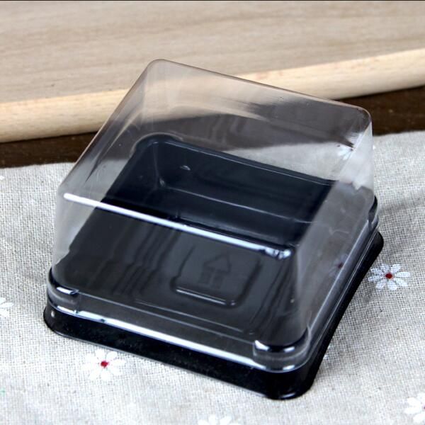 = 6.8 * 6.8 * 4 cm Mini Tamanho Limpar caixas de bolo de plástico Muffin Recipiente alimento Presente de embalagem de casamento suprimentos