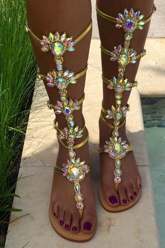 gold rhinestone gladiator sandals