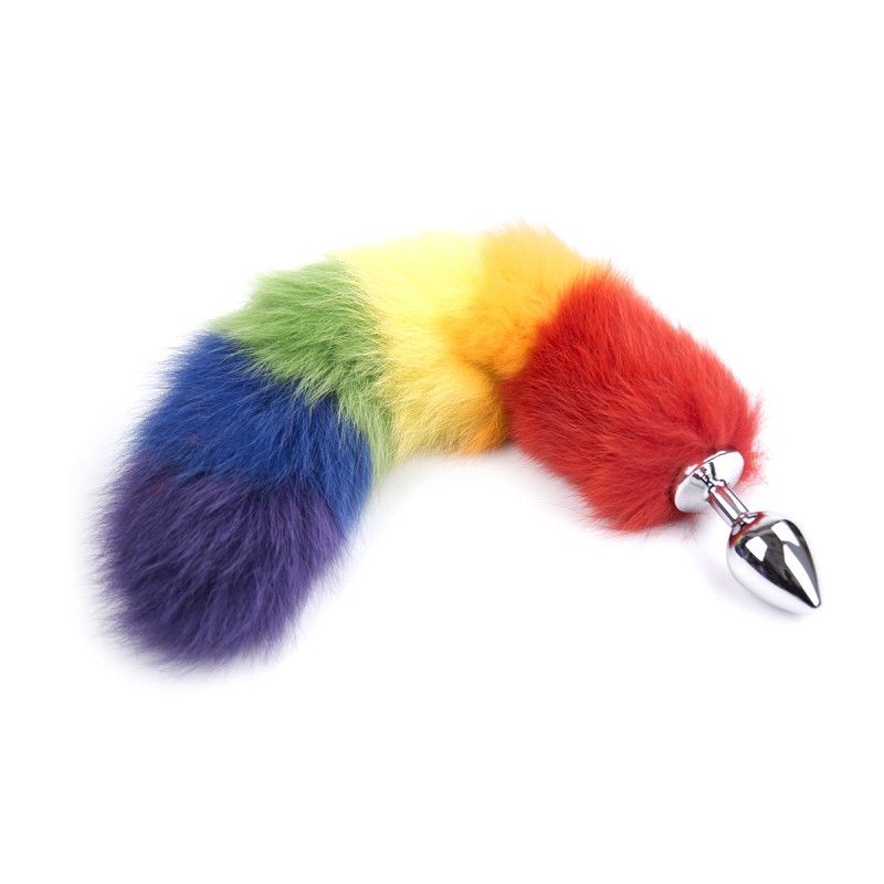 High Quality Rainbow Colorful Anal Plug Tail Faux Tail Butt Pl