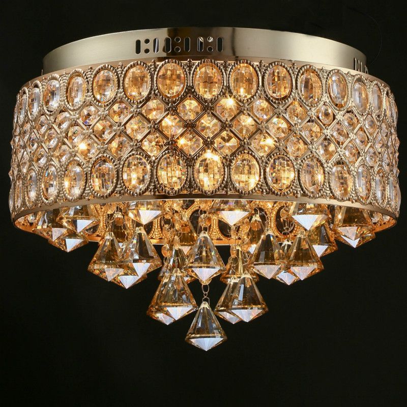 Luxury Crystal Chandelier Gold Crystal Ceiling Mount Light Fixture Living Room Bedroom E12 E14 Lights 110v 220v D 15 X H 12 Gothic Chandelier Entryway