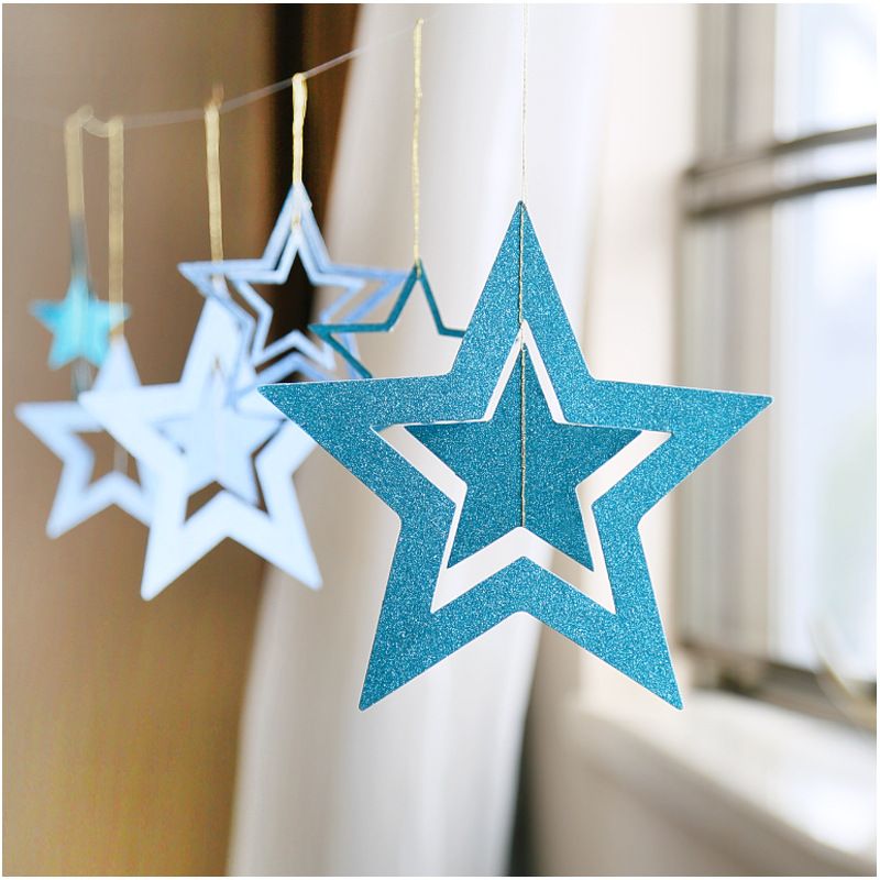  Set Hollow Paper Star Garlands Handmade Birthday  Wedding 