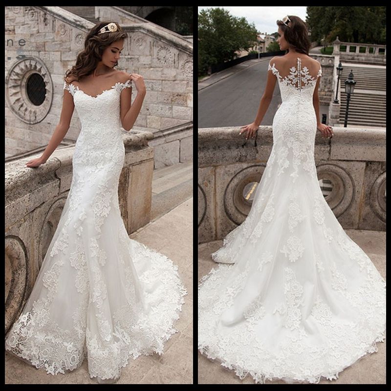  2019  Vintage  Mermaid Wedding  Dress  Full Length Scoop Neck 