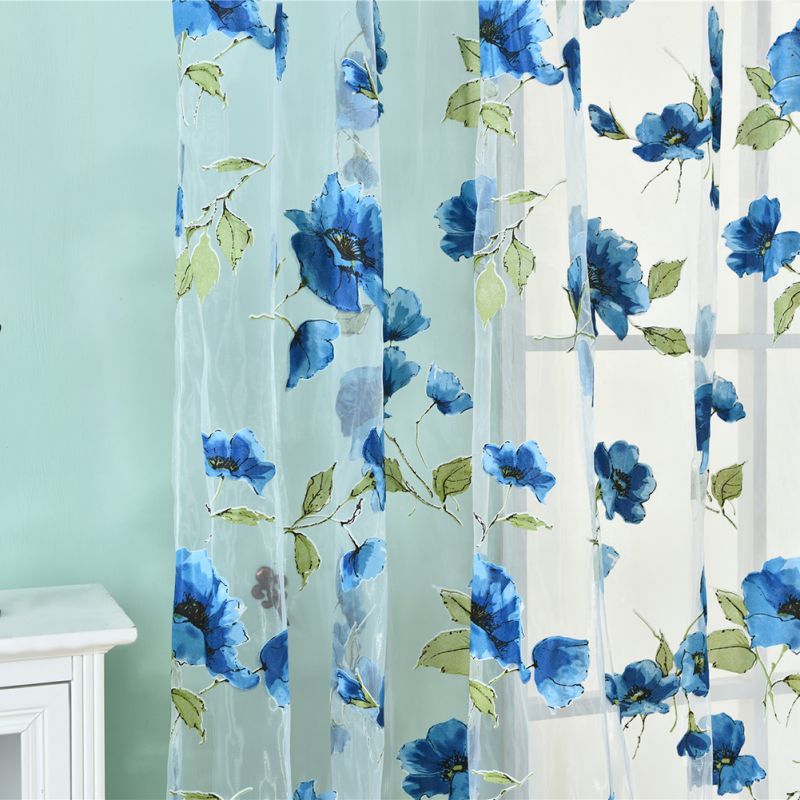 Pastoral Floral Printed Curtain Translucidus For Kitchen Living