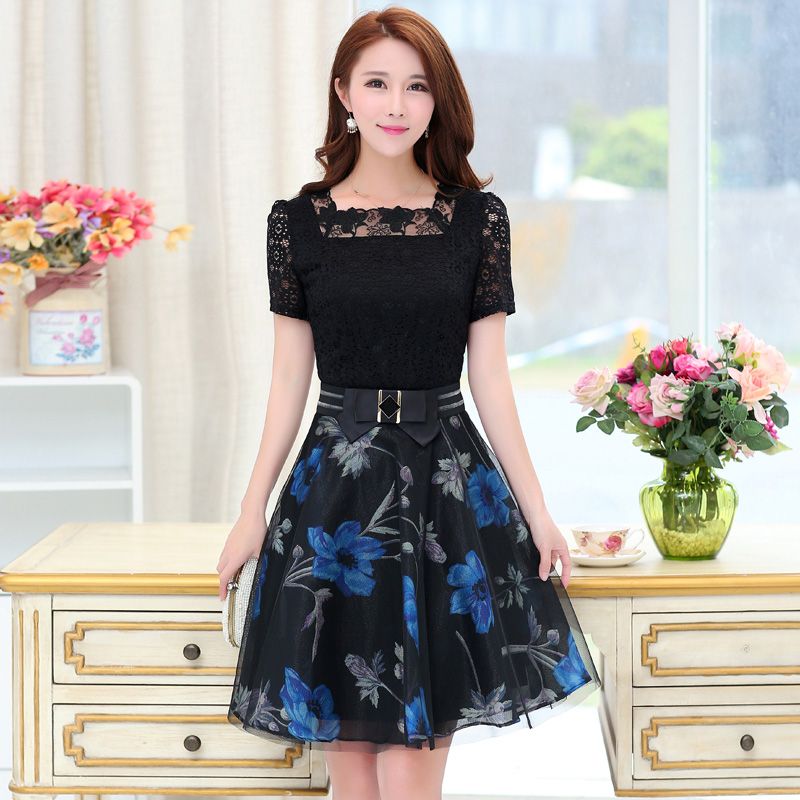 2022 Summer New Korean  Fashion  Slim Women S Dresses  Lace 