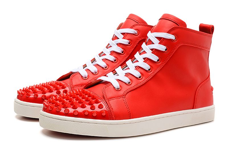 Designer Red Bottom Sneakers High Top Spikes Toe Flats Patchwork ...