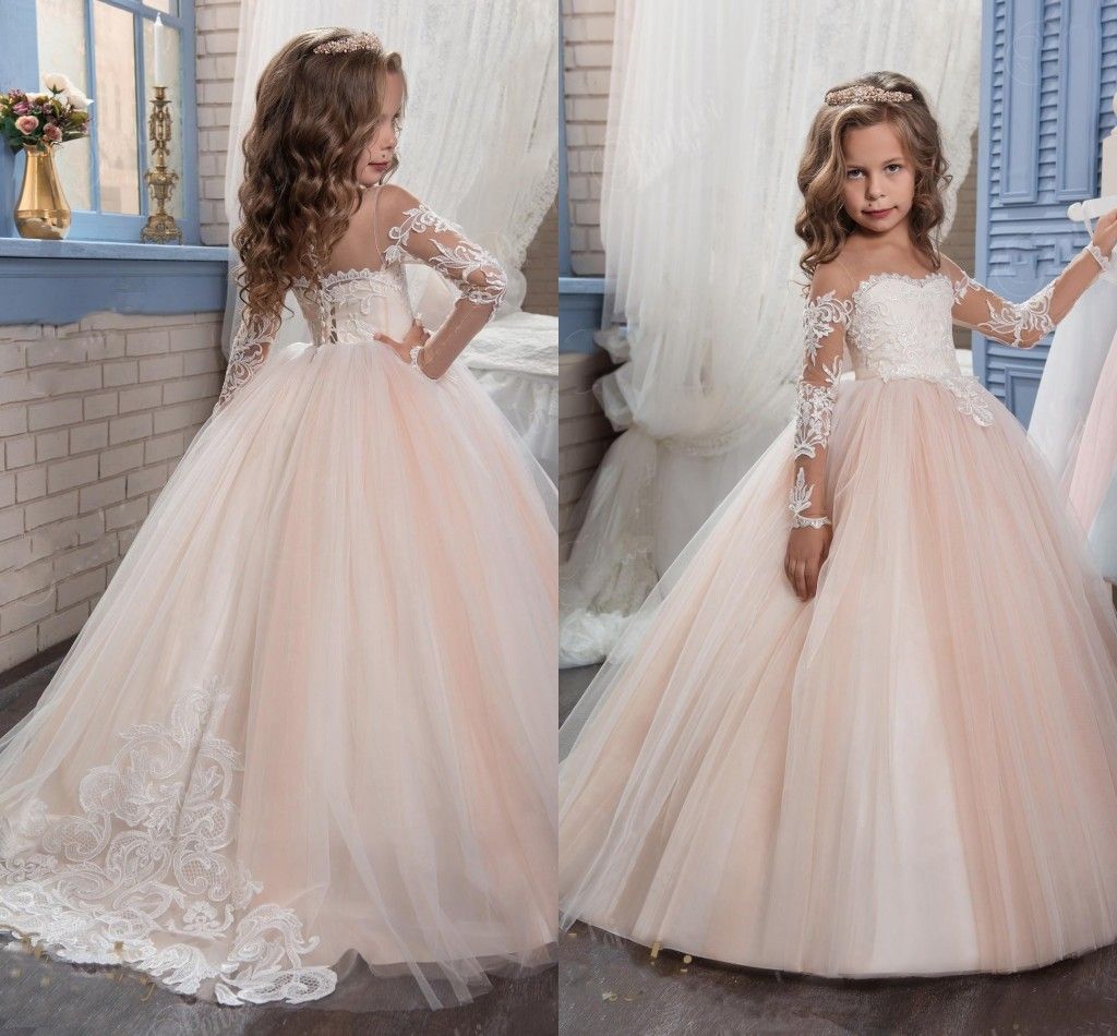 2019 New Cheap Flower Girls Dresses For Weddings Jewel Neck Long