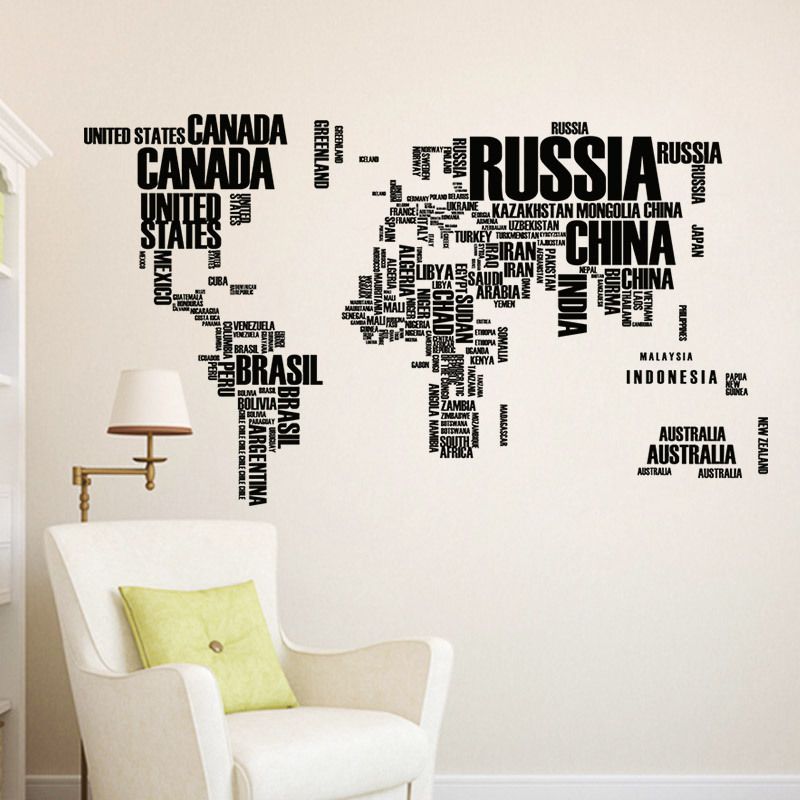 colorful letters world map wall stickers living room home