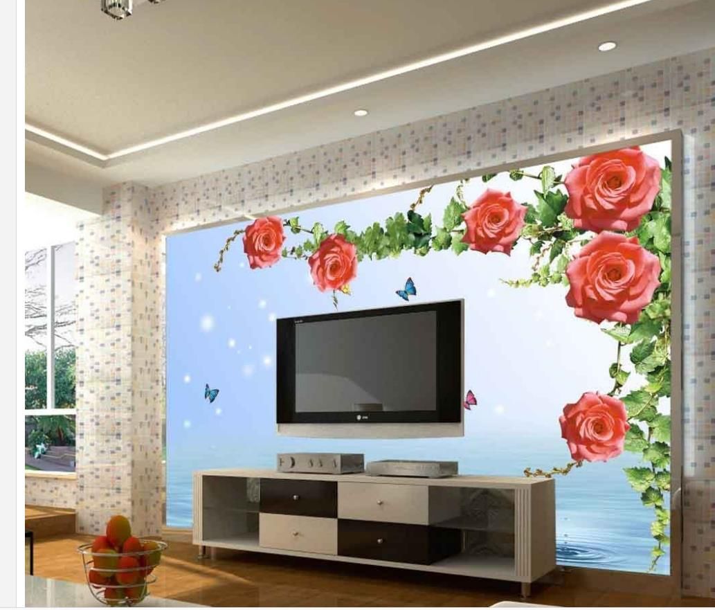 Home Decor Living Room Natural Art 3d Rose Flower Mural 3d