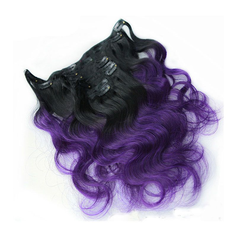 Ombre Clip In Human Hair Extensions 110g Brazilian Body Wave Clip