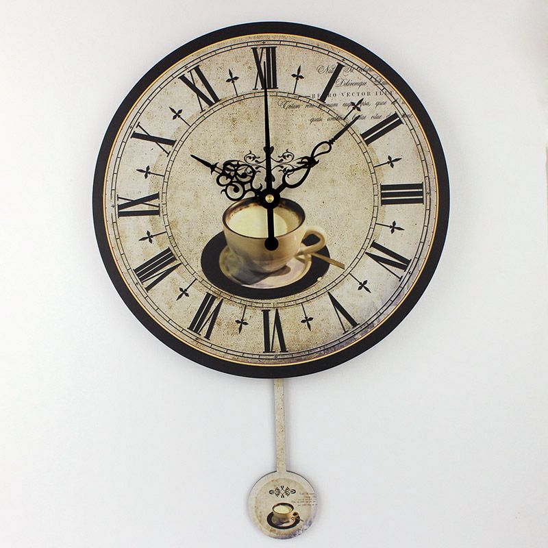 Whole Modern Coffee Large Decorative Wall Clocks Silent Home Decoration Kitchen Clock Fashion Watches Orologi Parete