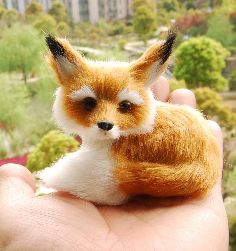 Fox Sitting Fengshui Learning Resources Miniature Plush Stuffed Animal Toy 