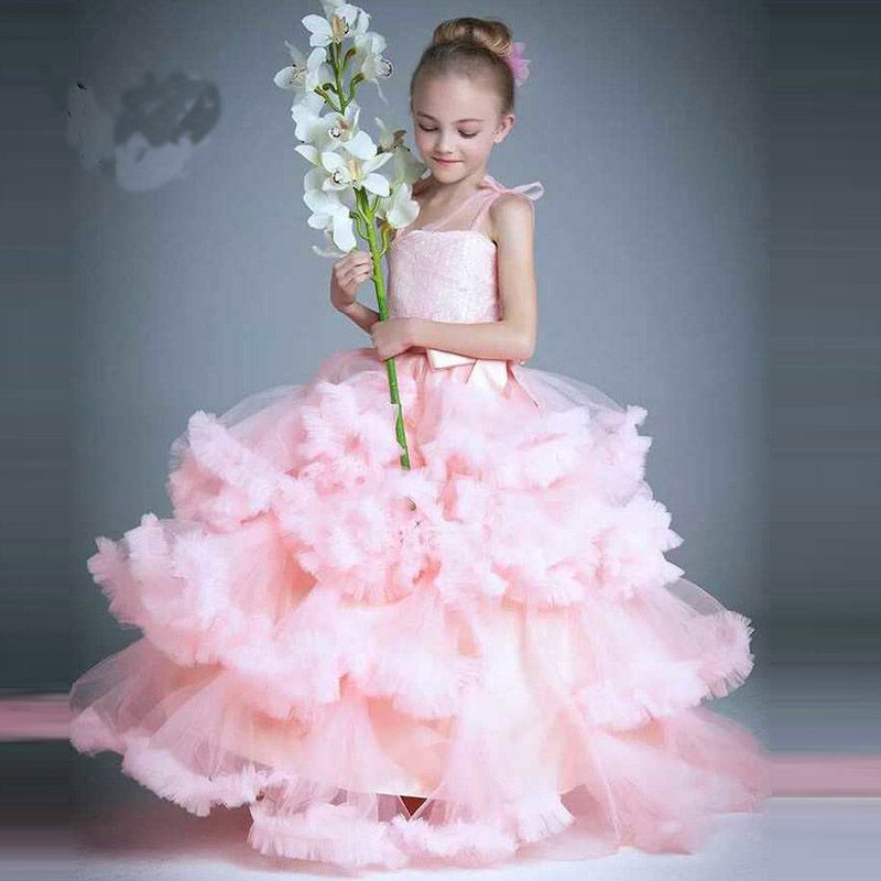 pink princess flower girl dresses