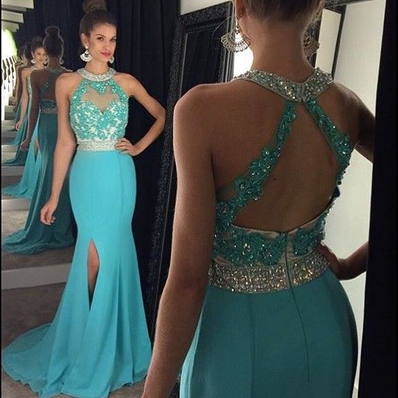 Compra Sexy Sirena Vestido De Fiesta 2017 Largo Del Halter Con Cuentas  Delgados Sin Respaldo Vestidos De Fiesta Vestido De Noche Formal Del  Partido Del Desfile Vestidos Barato | Entrega Rápida Y