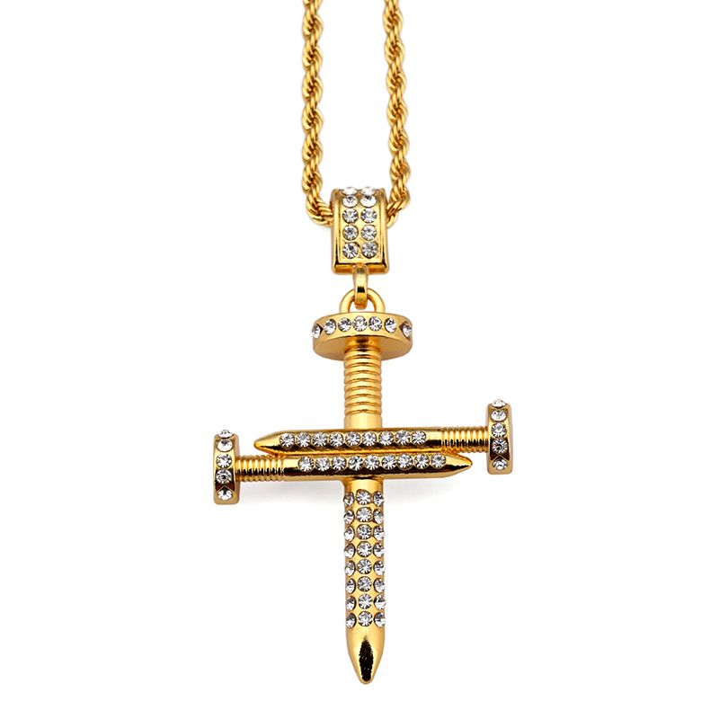New Fashion Personalized Design Men Cross Pendant Hip Hop Chain New Fashion Personalized Design Men Cross Pendant Hip Hop Chain Necklace Jewelry 18k Gold Plated Filling Pieces Mens Canada 2019 From Zx847411163