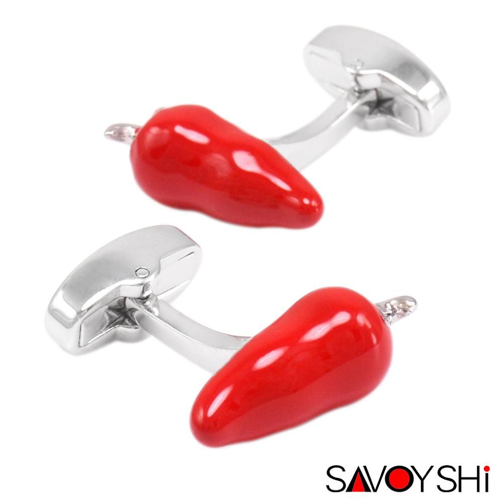 2020 Fashion Red Pepper Chili Mens Shirts Cufflinks Cuff