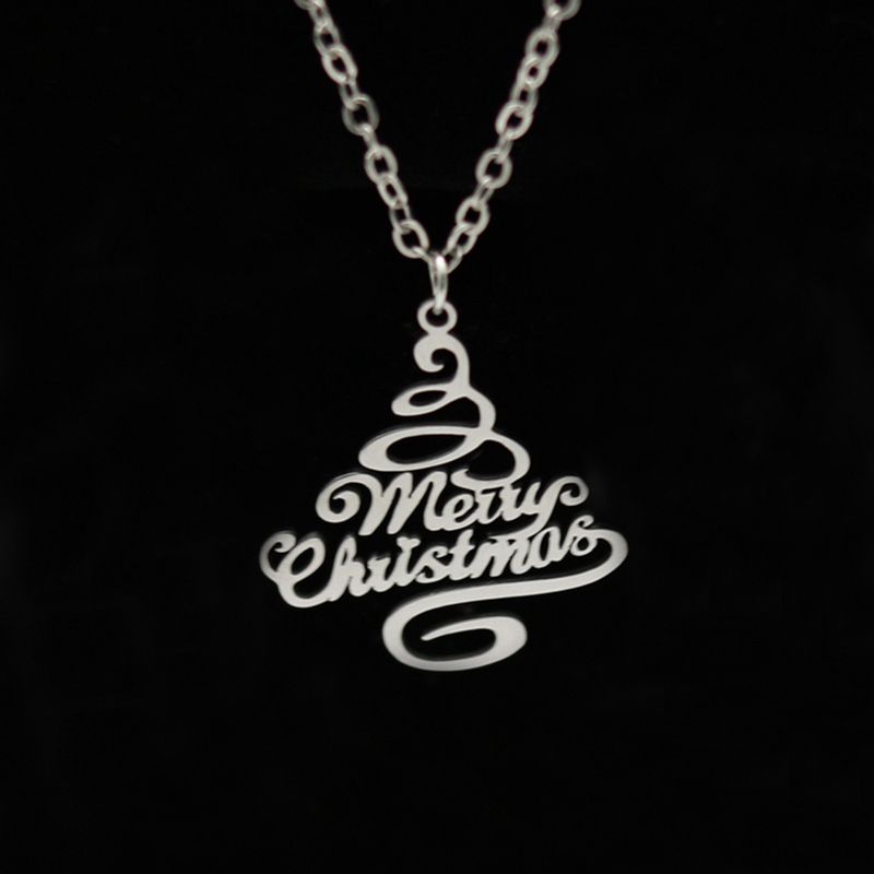 Wholesale Merry Christmas Pendant Necklace Stainless Steel Jingle Bell