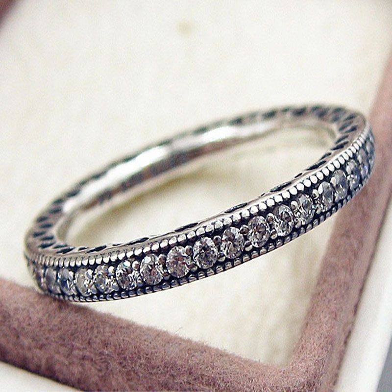 S925 Ale Steriling Silver Ring Full AAA Zircon Rhinestone Crystal Rings