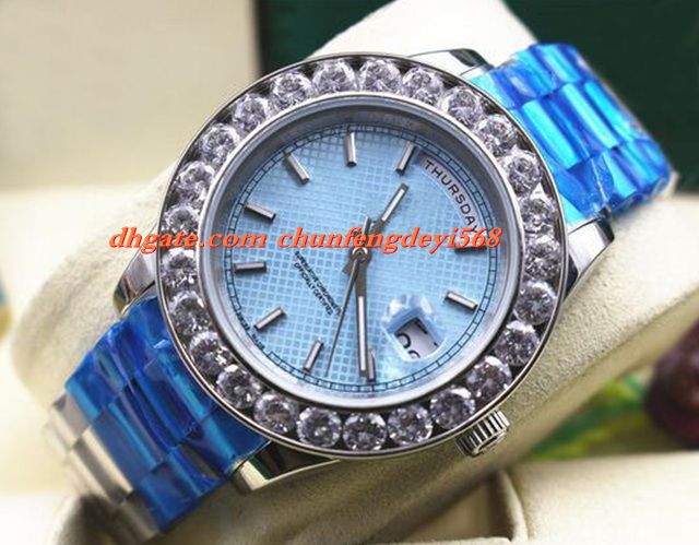 패션 럭셔리 Mens 더 큰 다이아몬드 18k 화이트 골드 시계 세라믹 베젤 밴드 41mm 자동 무브먼트 남자 시계 손목 시계