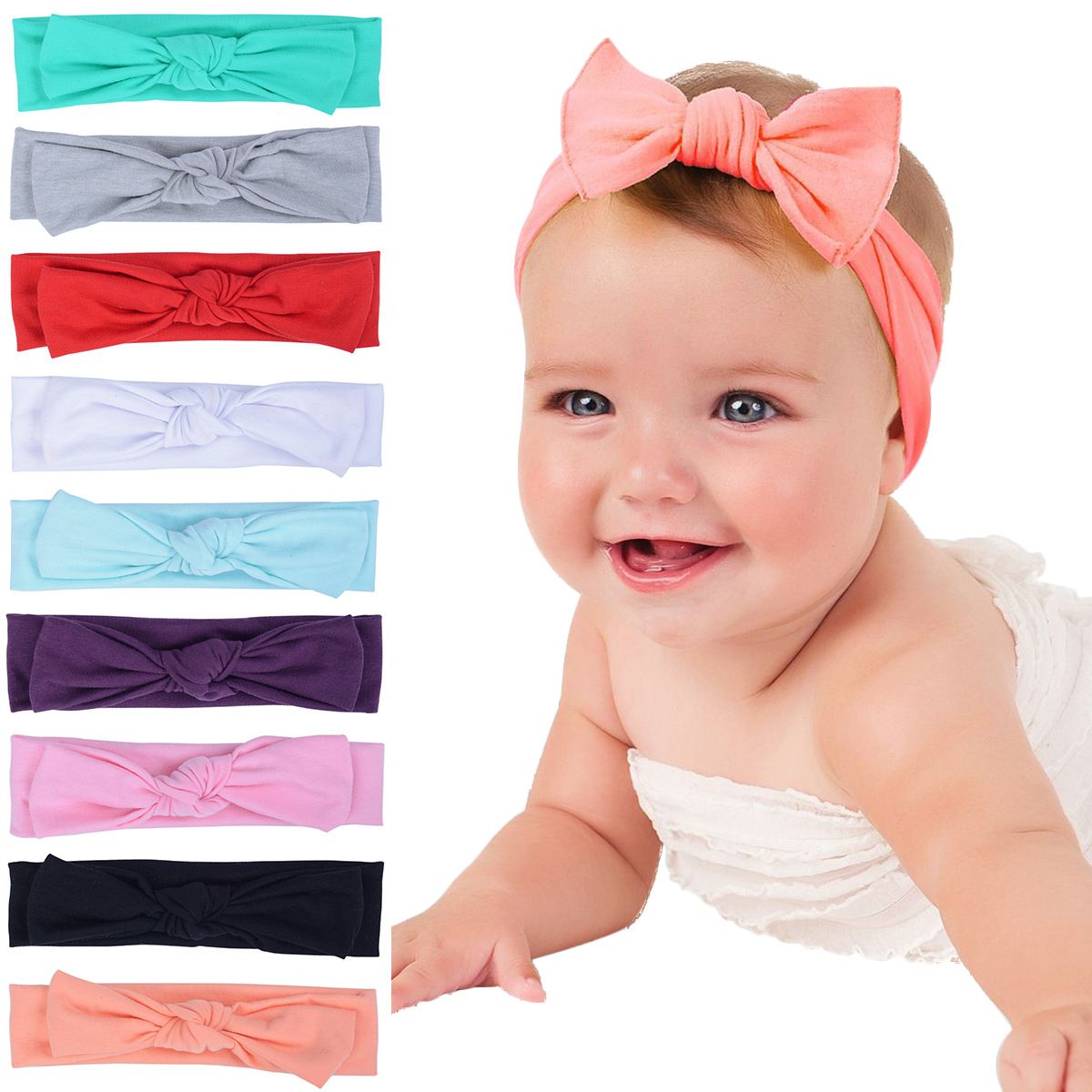 New Baby Bow Headbands Cotton Bows Headbands For Girls Infant Toddler