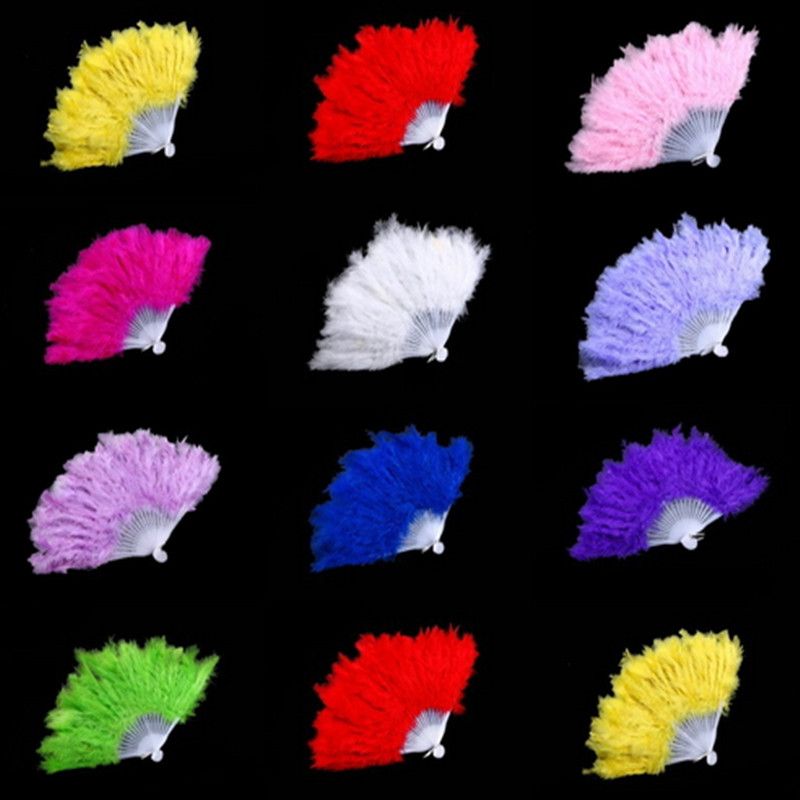 2019 Fluffy Feather Hand Fan Dance Fancy Elegant Props Dress Wedding