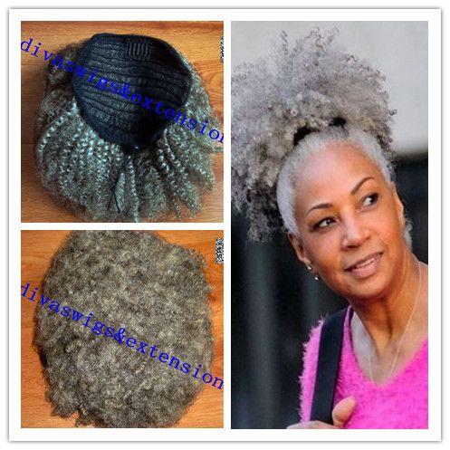 Gray Hair Ponytail Natural Puff Afro Ponytail Hair 