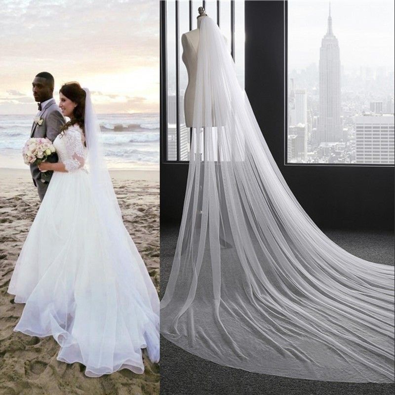 2017 Cathedral 3 Meters Long Veils For Summer Beach Weddings In