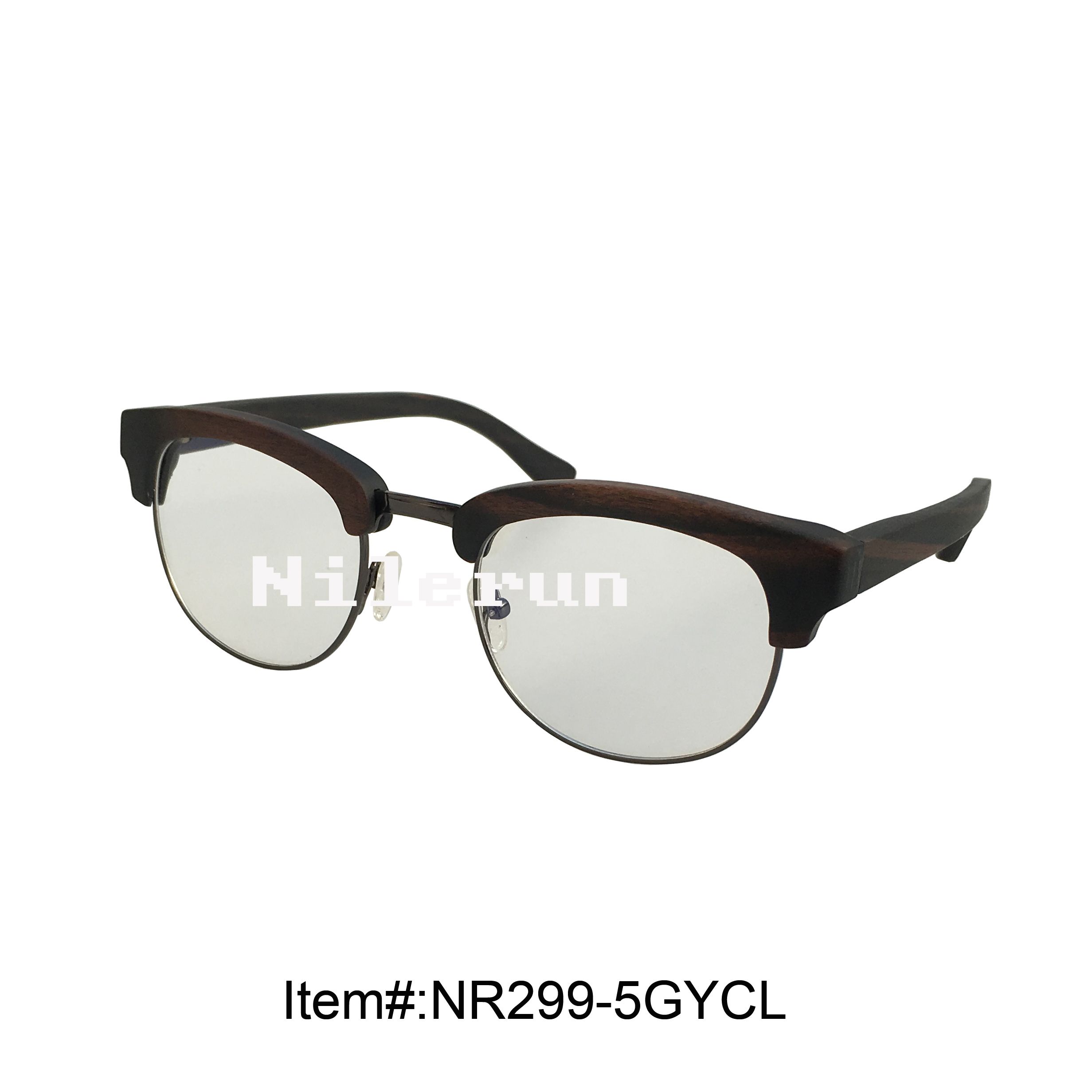 High Quality Oval Shape Matte Finish Dark Gray Metal Full Frame High Quality Oval Shape Matte Finish Dark Gray Metal Full Frame Ebony Wood Half Optical Spectacles Eyeglasses Police Eyeglass Frames Popular