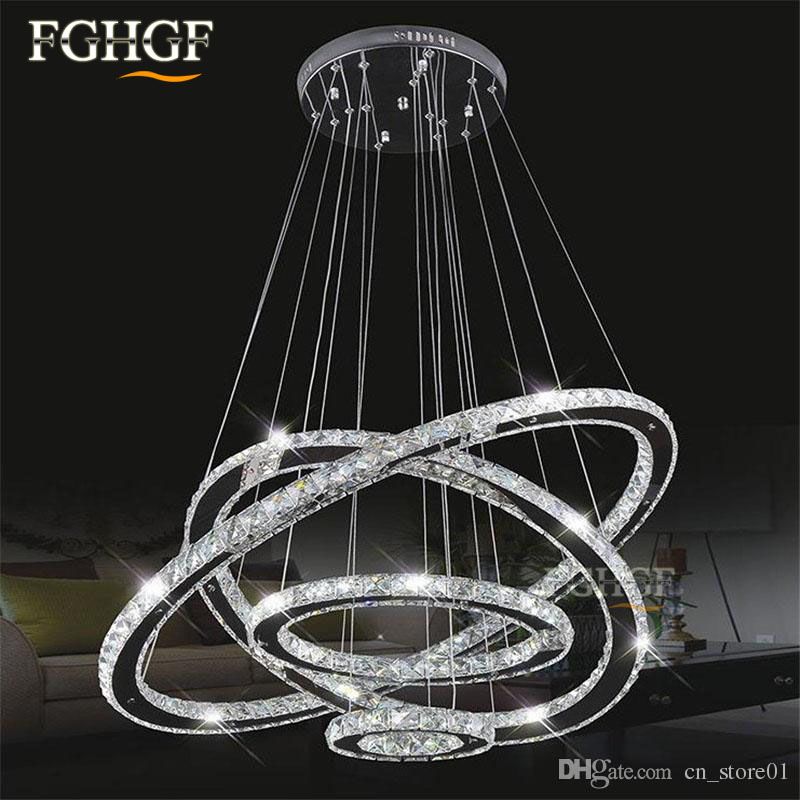Modern Led Diamond Ring Chandeliers K9 Crystal Chrome Mirror Finish Modern Led Diamond Ring Chandeliers K9 Crystal Chrome Mirror Finish Stainless Steel Room Hanging Lamp Diy Chandelier Res Lighting At Home Silver