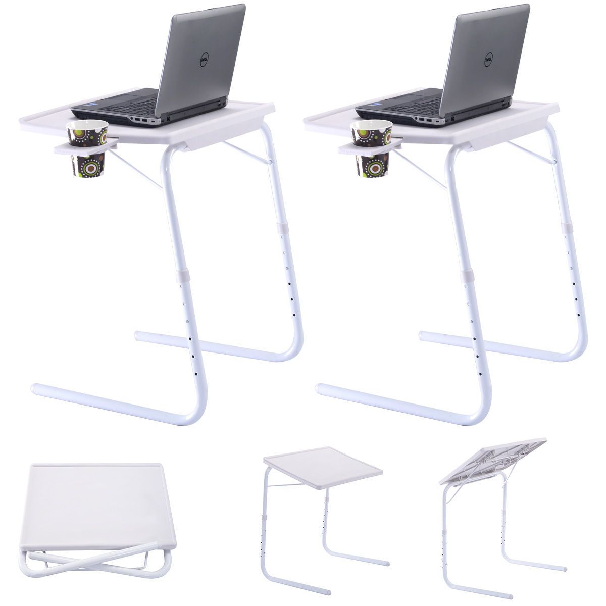 2 X Table Adjule Pc Tv Laptop Desk Tray Home Office W Cup 2 X Table Adjule Pc Tv Laptop Desk Tray Home Office W Cup Holder White With 32 79 Piece On