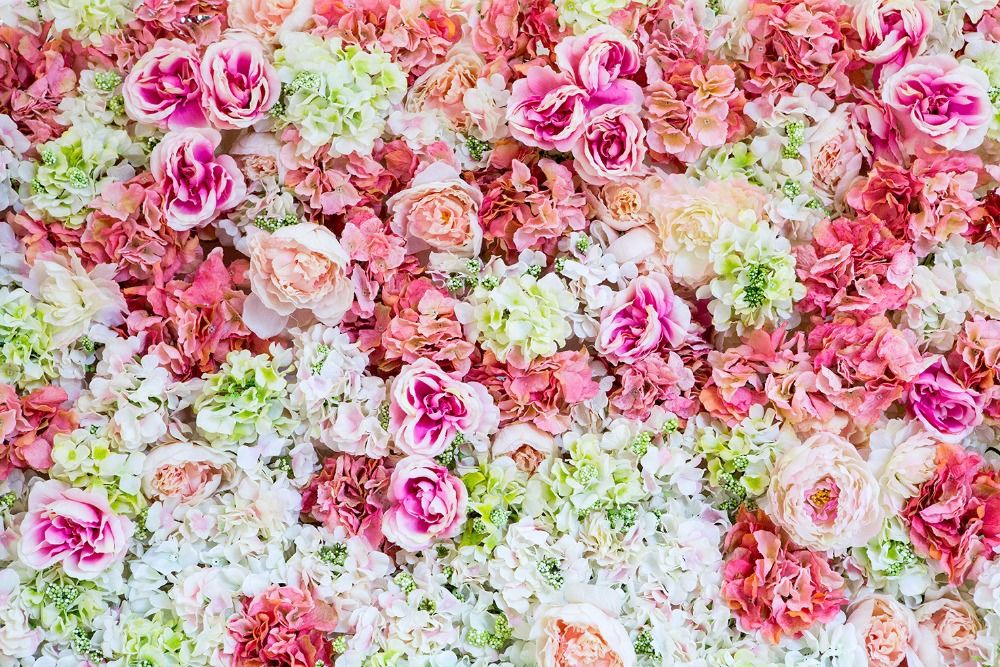 2019 Blush Pink Green White Flowers Wall Backdrop Wedding ...