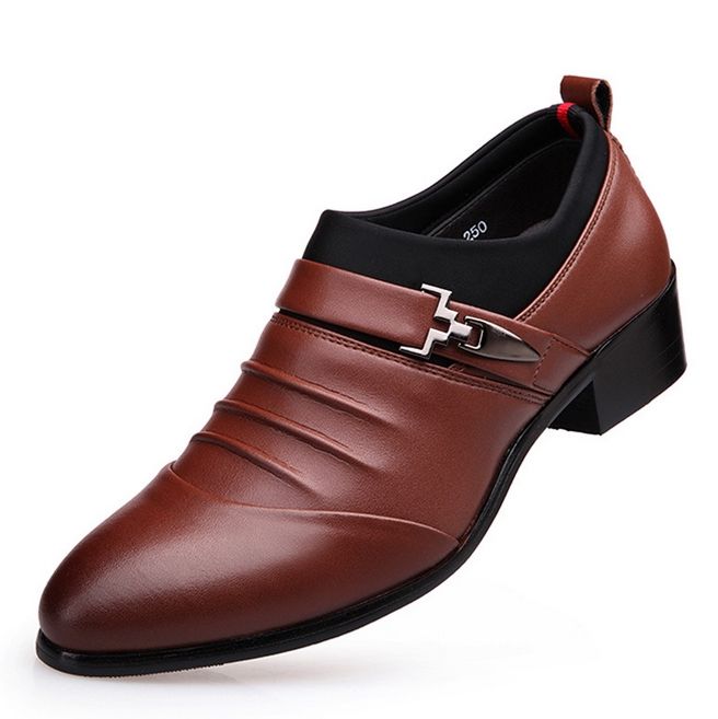 Black Brown Business Casual Men Leather Shoes Fashion Slip-on Male ...