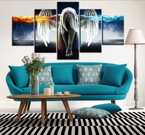 Oil Painting Angel Demons Wing Printed Canvas Anime Room Printing Wall Art Paint Decoration Decorative Craft Picture Home Decor