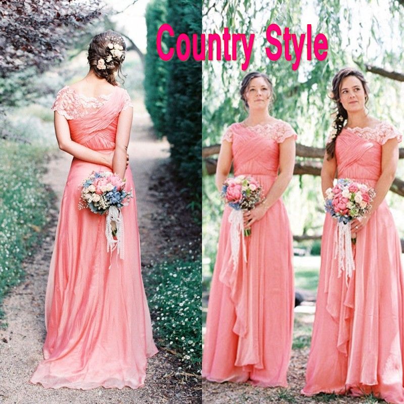 Coral Dresses for Outdoor Country Wedding