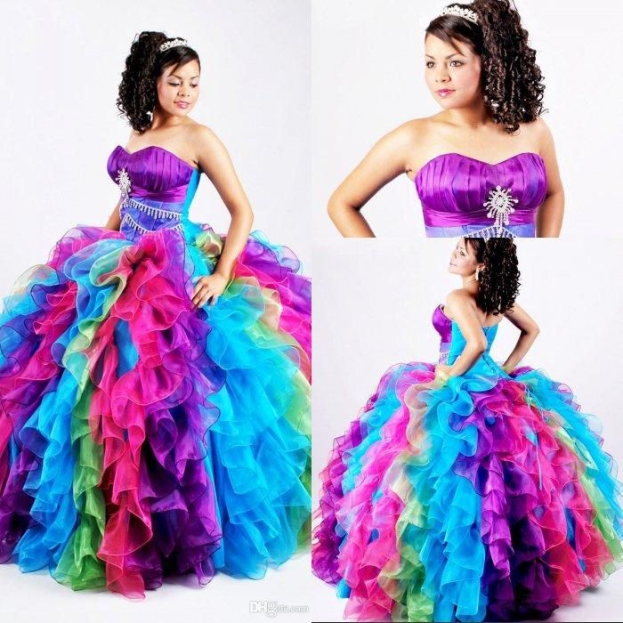 rainbow quinceanera dresses