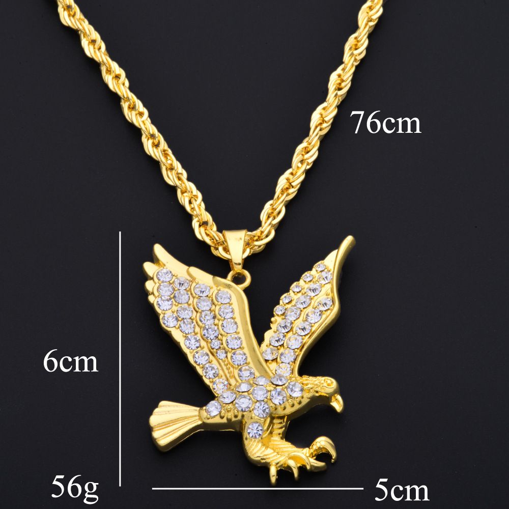 Wholesale Hip Hop Gold Eagle Pendant Necklace Gold Full Of Rhinestone Hiphop Rock Style Long Necklace For Men Woman Ne779 Mens Pendants For Necklaces