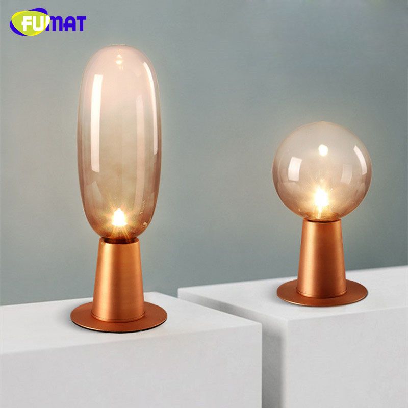 Nordic Simple Small Table Lamp G9 Led Bedside Desk Modern Nordic Simple Small Table Lamp G9 Led Bedside Desk Modern Lighting Smoke Gray Glass Shade Metal Base Light Decoration