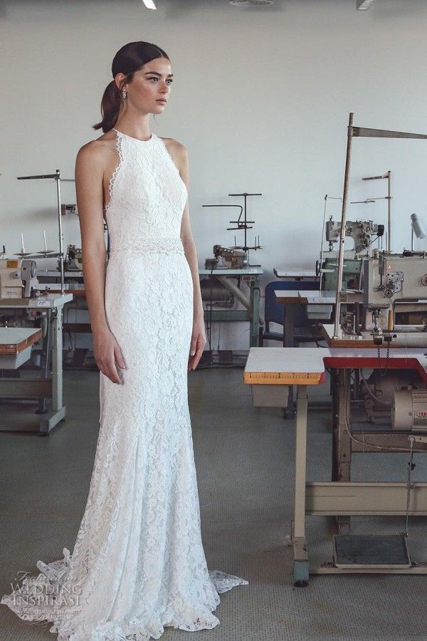 halter neck beach wedding dress