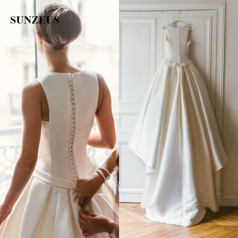 Discount Simple Elegant Satin A Line Wedding Dresses O ...