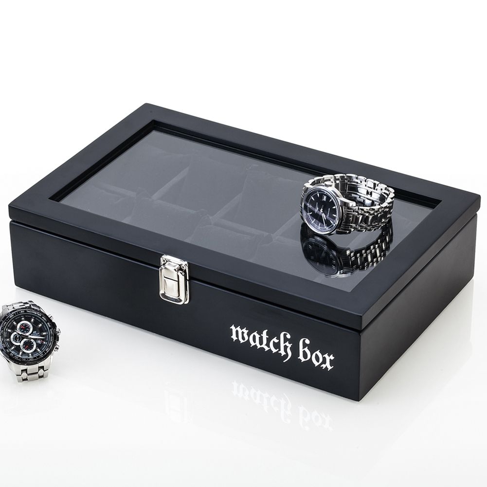 Antique Type Soki Solid Walnut Wood Watch Box Black Color For 10 Antique Type Soki Solid Walnut Wood Watch Box Black Color For 10 Watches Display Case With Glass Top Show B016h Leather Boxes